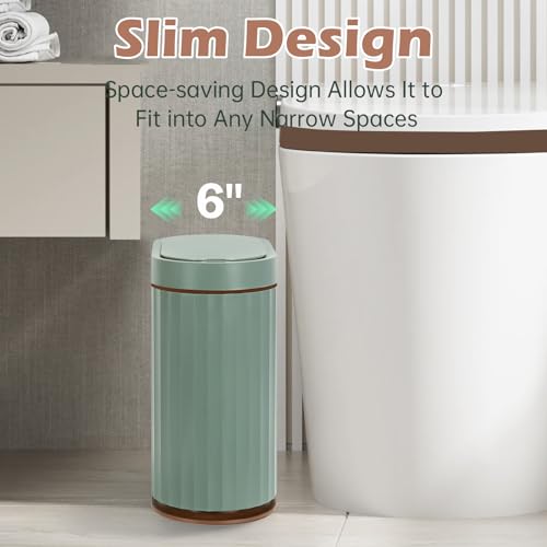 Bathroom Trash Can with Automatic Lid (Green Brown)