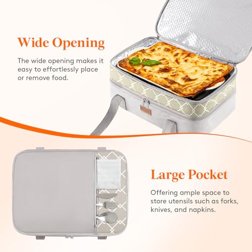 Insulated Double Decker Casserole Carrier (Gray / 15.7 x 11.4 x 8.3inch)