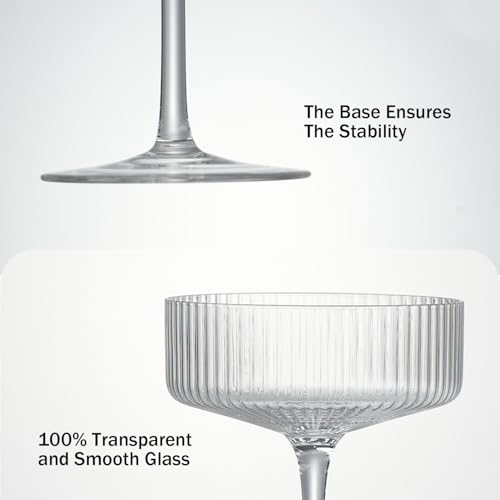 4 Pcs Ribbed Coupe Glasses (4 pcs)