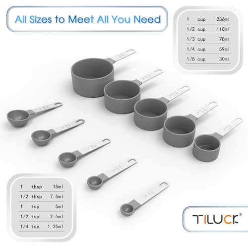 Measuring Cups & Spoons Set (Gray / 5+5)