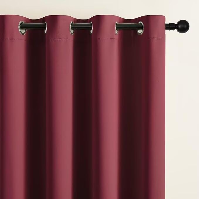 Blackout Curtains for Bedroom 108 inch Long 2 Panels (Burgundy Red / 52"W x 108"L (Pack of 2))