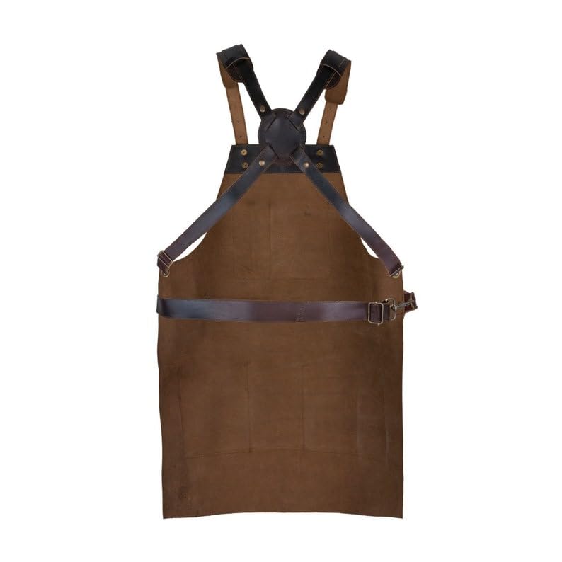 Full Grain Leather & Canvas Apron (Dark Brown)