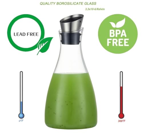50 Oz Borosilicate Glass carafe with Lid 1.5 Liter Glass Pitcher (50 Ounces)