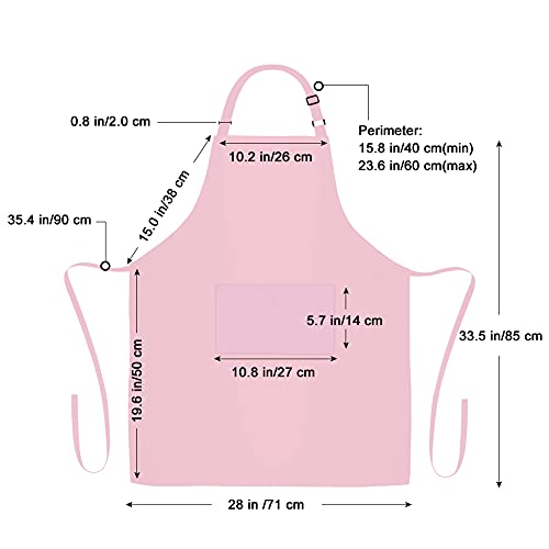 12 Pack 100% Cotton Aprons Bulk with 2 Pockets Cooking Chef Kitchen Adjustable Bib Apron for Women Men (Pink)