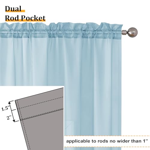 2 Pack Basic Sky Blue Sheer Curtain Drapes 90 Inch Length 2 Panels for Living Room (42"W x 90"L (Pack of 2) / Sky Blue)