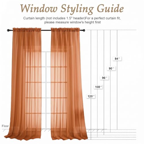 Orange Bedroom Curtains 2 Panel Sets 96 Inch Length (Orange / 59"W x 96"L (Pack of 2))