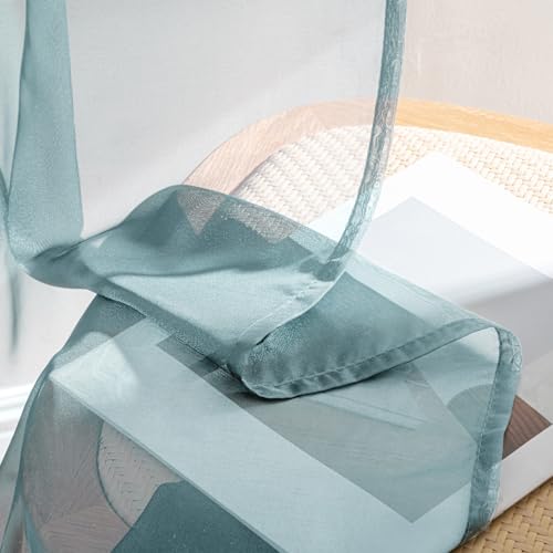 Dusty Blue Sheer Curtains 72 Inches Long 4 Panels 42 x 72 Inches (42"W x 72"L (Pack of 4) / Dusty Blue)