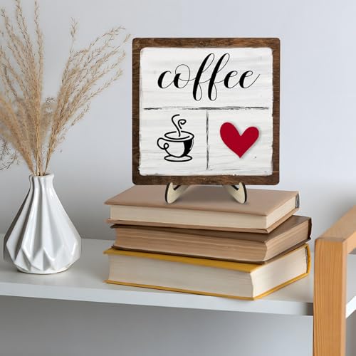 Vintage Coffee Bar Decor Sign (White&Brown7 / 5.9 x 5.9 x 0.32 inches)