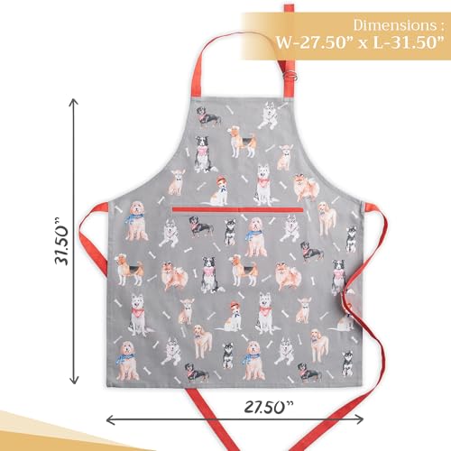 Aprons for women with Pocket 100% Cotton Pack of 1 (064 - Lovely Dogs)
