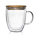 Glass Coffee Mug Double (16 Oz Bamboo Lid)