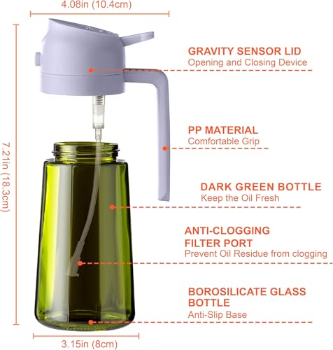 16oz 470ml Olive Oil Dispenser for Kitchen with Stickers (Light-Proof /w Stickers / Purple-02)