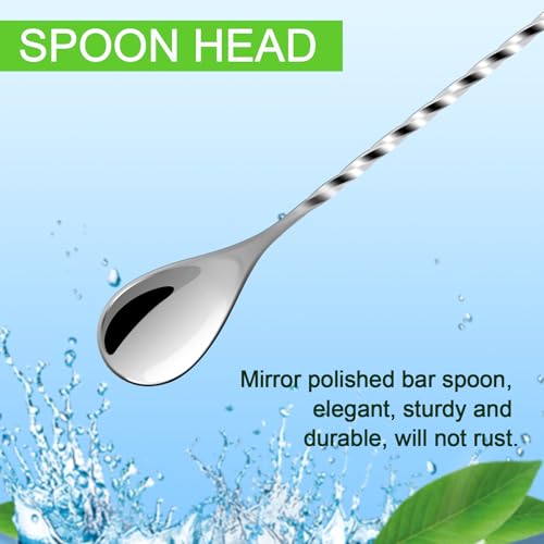 Bar Spoon Cocktail Mixing Stirrers (12"-Trident Fork-2PCS / Silver)