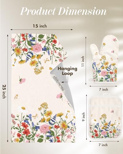 270 GSM Cotton Kitchen Towels (Retro Flower)