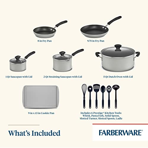 Cookstart Aluminum DiamondMax Nonstick Cookware Set (Silver / 5 Quarts)