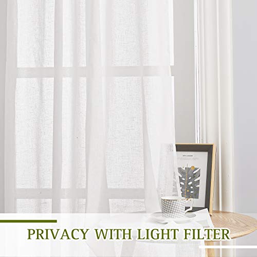 White Sheer Doorway Curtains 80 inches Long (52"W x 80"L (Pack of 2) / White)