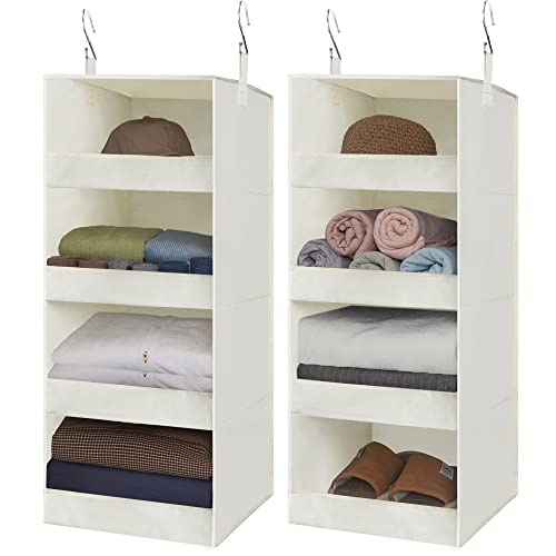 4 Shelf Hanging Closet Organizer (4-shelf Beige / 2-Pack)