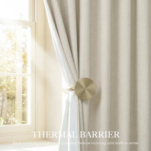Cream Linen Blackout Curtains 102 inches Long for Sliding Door (Cream / 52"W x 102"L (Pack of 2))