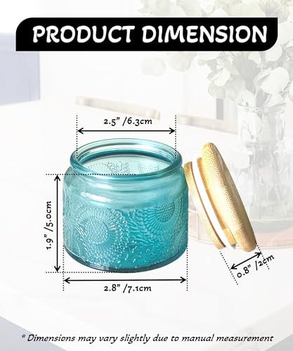 4 oz Decorative Small Glass Jars with Airtight Bamboo Lids (Blue / 4 fl. oz)