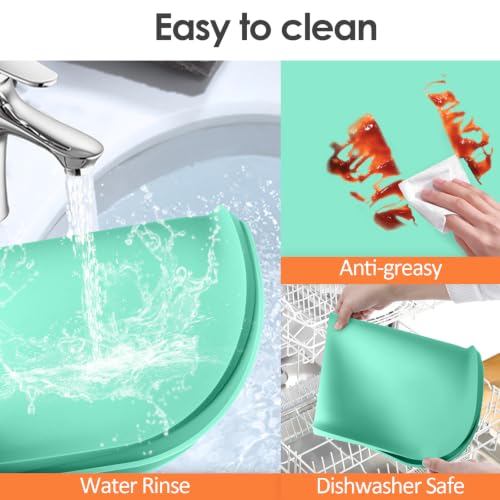 Silicone Coffee Maker Mat with Lip for Countertops (Mint Green / 24'' x 16'')