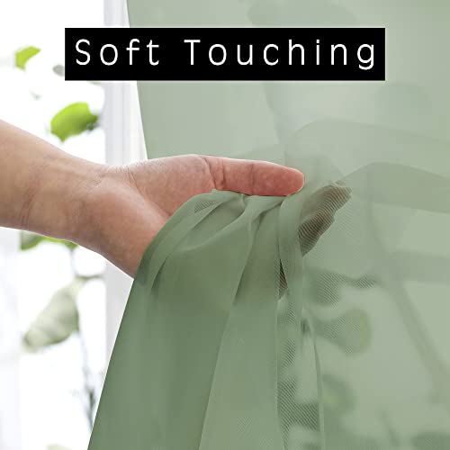Sheer Curtains (Sage Green / 42"W x 63"L (Pack of 2))