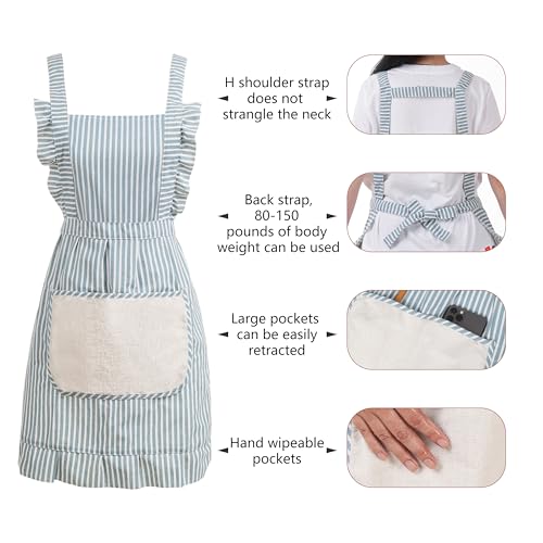 Cute Cotton Apron for Women (Medium / Blue)