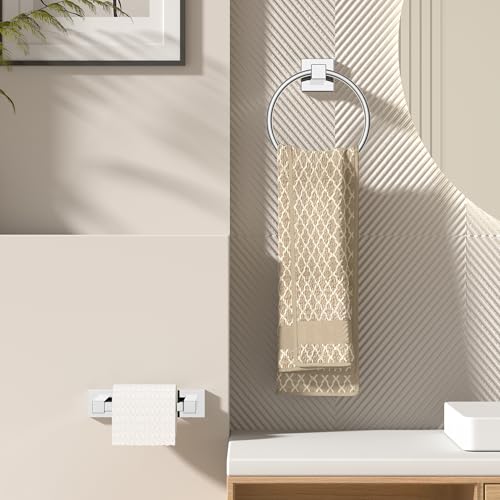 Toilet Paper Holder and Towel Ring Set (Chrome)