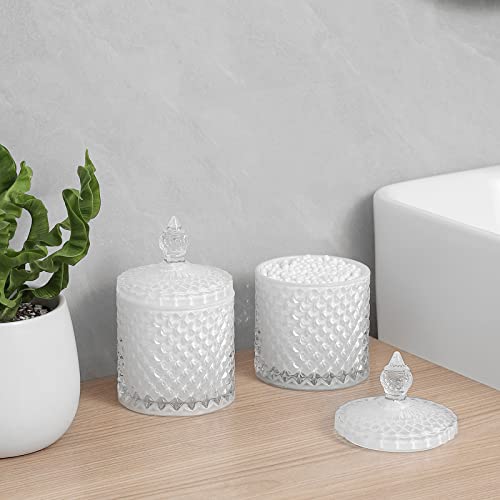 2 Pack Qtip Holder Apothecary Jars with Lid (10 oz (2 pack) / White)