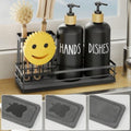 Kitchen Dish Soap Dispenser Set (Black Tray+black Bottle)