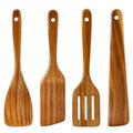 Acacia Wooden Spatula Set Non Toxic Kitchen Utensil Set Slotted Turner (4 Pieces)