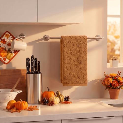1 Pc Caramel 3D Heart Pumpkin Jacquard Hand Towel for Bathroom (13.7" x 29.5", 1PC / Caramel)