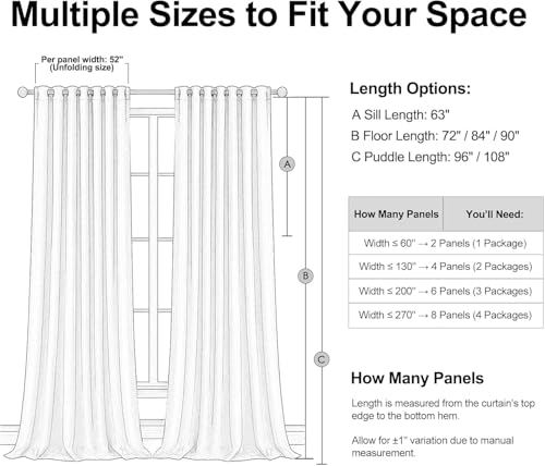 Linen Blackout Curtains 96 Inch Long (Birch / 52"W x 96"L (Pack of 2))