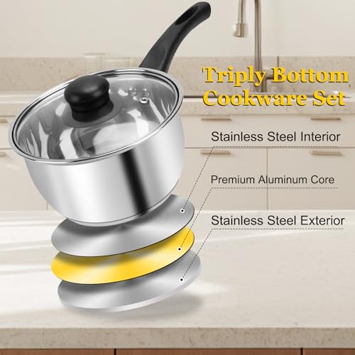 3pcs Stainless Steel Saucepan Set