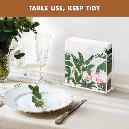 Acrylic Vertical Napkin Holder for Kitchen Table (Clear Luncheon Napkin Holder)