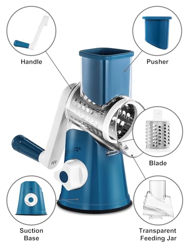 Cheese Grater Hand Crank (Blue / 3 Blades)