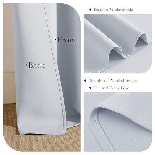 Blackout Curtains Thermal Insulated Window Treatment Panels Room Darkening Blackout Drapes for Living Room Back Tab (Greyish White / 52"W x 63"L (Pack of 2))
