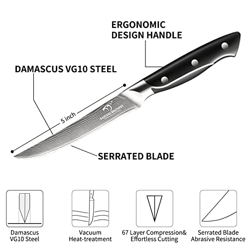 18 Pieces Damascus Kitchen Knife Set (Black/Grey+ / 18 Pieces)