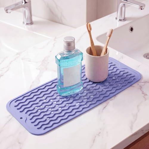 Silicone Dish Drying Mat for Multiple Usage (Light Purple / 17"L x 6"W)