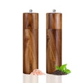 2 Pack Acacia Wooden Salt and Pepper Grinder Set 8 Inches Refillable