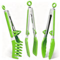 9" Kitchen Tongs for cooking with Silicone Tips (9 Inch / Light Green)