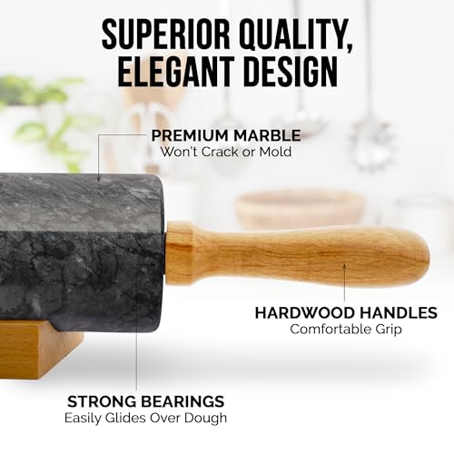 17 Inch Marble Rolling Pin With Stand (Black / 17 Inch)