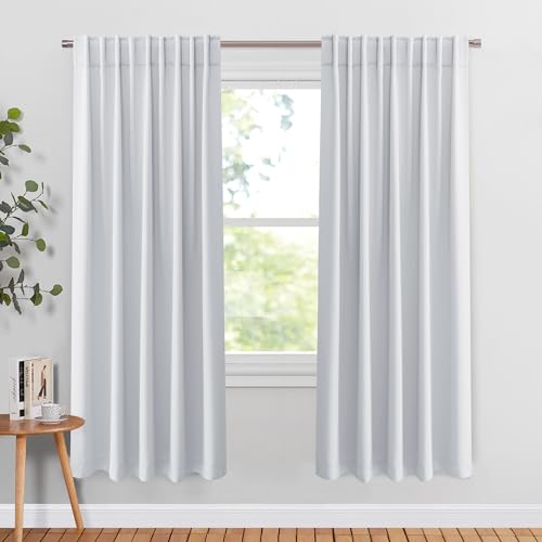 Blackout Curtains Thermal Insulated Window Treatment Panels Back Tab (Greyish White / 70"W x 63"L (Pack of 2))