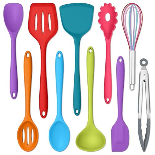 10 Pieces Silicone Cooking Utensils Set (10 Pieces / Colorful)