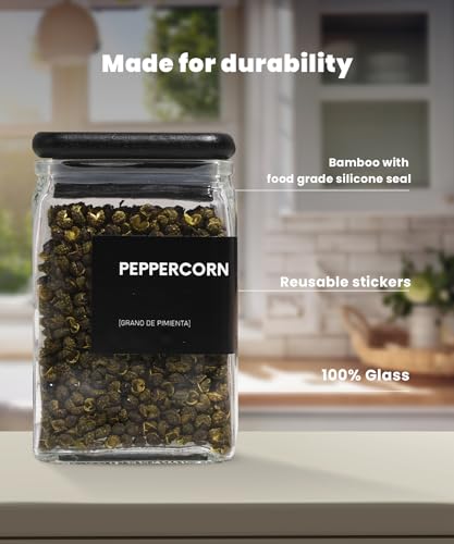 Glass Storage Jars with Bamboo Lid (Black)