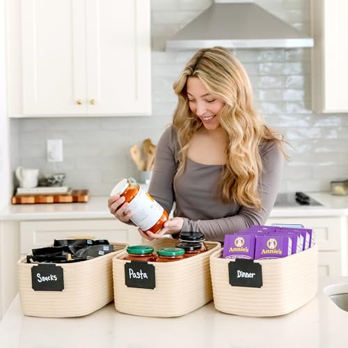 13.5”x8.5”x5.5” Storage Baskets for Shelves 3 Pack (Beige / 13.5" x 8.5" x 5.5")