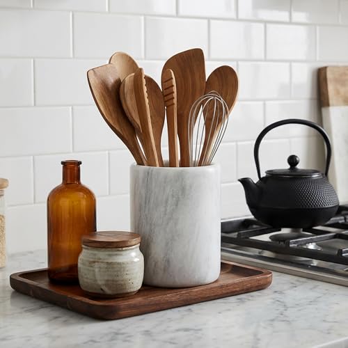 Marble Utensil Holder Kitchen Counter (White)