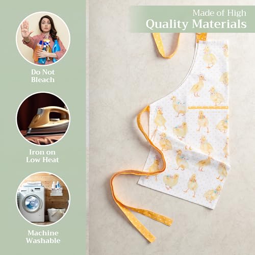 Aprons for women with Pocket 100% Cotton Pack of 1 (115 - Ducklings in Spring)