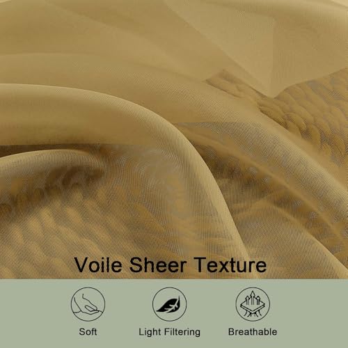 Gold Sheer Curtains 120 Inches Long 2 Panels Set (Gold / 59"W x 120"L (Pack of 2))