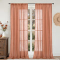Terracotta 96 Inches Long Linen Curtains for Living Room (Terracotta / 52"W x 96"L (Pack of 2))