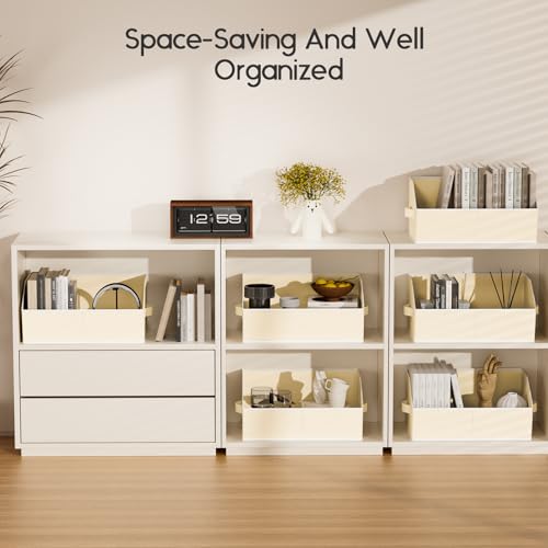 Large Closet Organizers and Storage Bins (Beige / 8 Pack)