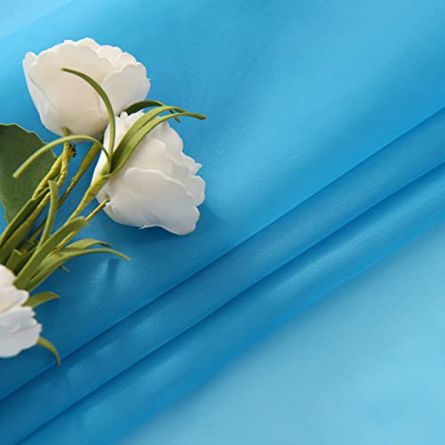 Basic Rod Pocket Sheer Voile Window Curtain Panels Cyan Blue 1 Pair 2 Panels 52 Width 72 Inch Long for Kitchen Bedroom Children Living Room Yard (Cyan Blue / 52"W x 72"L (Pack of 2))